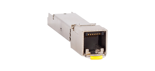 Fortinet FN-TRAN-SFP+GC silver 10GE copper SFP+ transceiver with yellow cap