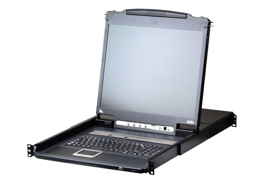 Black aten cl5716im-ata-au rack-mountable 17 inch 16-port ps2-usb vga lcd kvm over ip switch with keyboard
