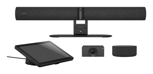 Black jabra 9000-239 video bar system with textured surface and sleek modern design for medium-large rooms