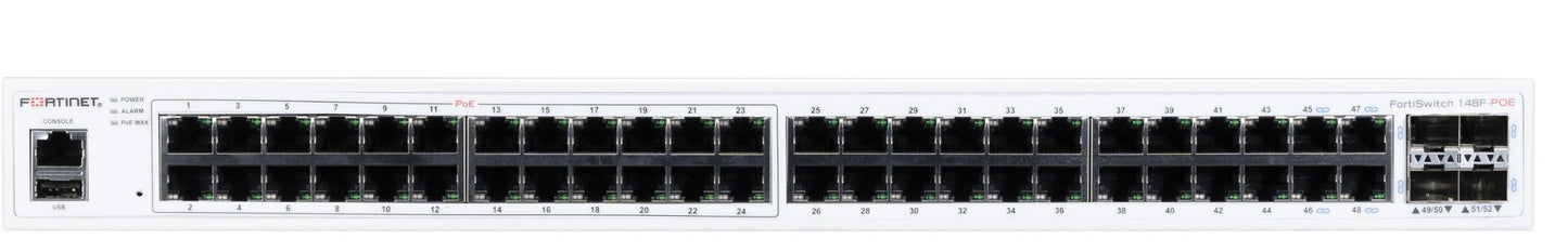 Fortinet FS-148F-POE | 48x GE, 4x SFP+, 370W PoE, Layer 2+ Management Switch