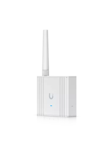 Ubiquiti UniFi AP-AC-Pro white access point with antenna and blue LED