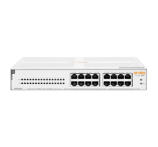 HPE R8R48A#ABG | Aruba Instant On 1430 16G Class4 PoE 124W, 16 x 1GbE PoE Ports, Unmanaged Switch