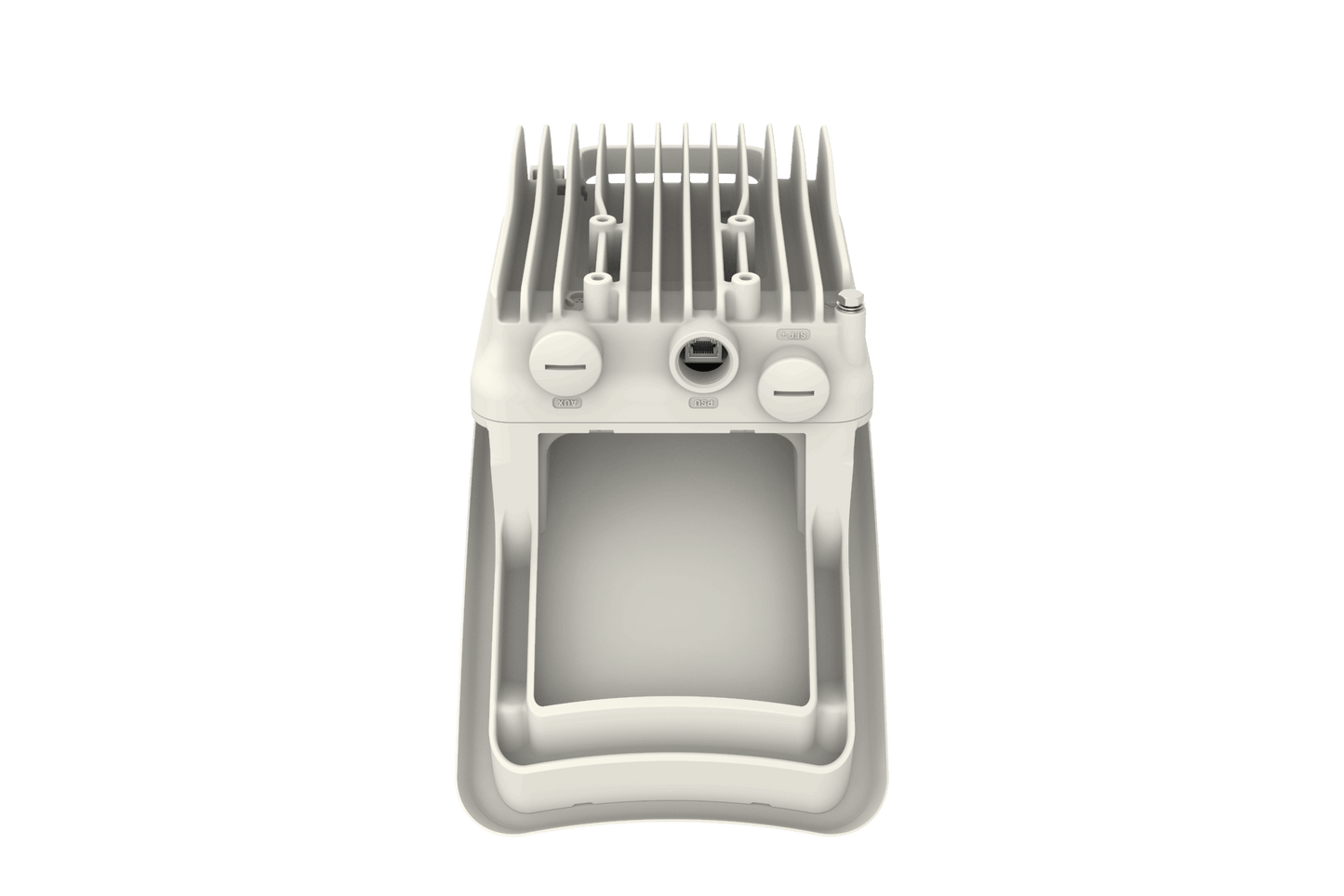 Cambium cnWave V3000 60GHz client node white plastic radio with ribbed heat sink