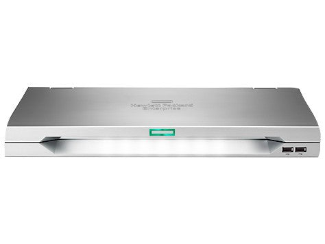 Silver hp pavilion desktop computer with metallic finish and green power light in hpe af630a 18.5in rackmount kvm console
