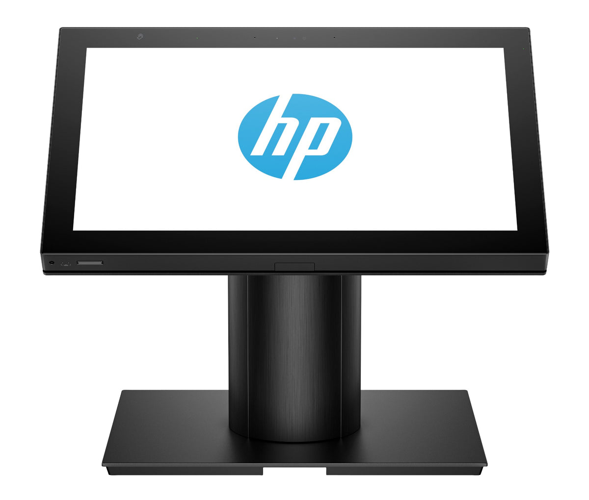 Black hp dy3k5pa engage one g2 15.6 inch touchscreen pos aio with core i3 100u and blue logo on screen