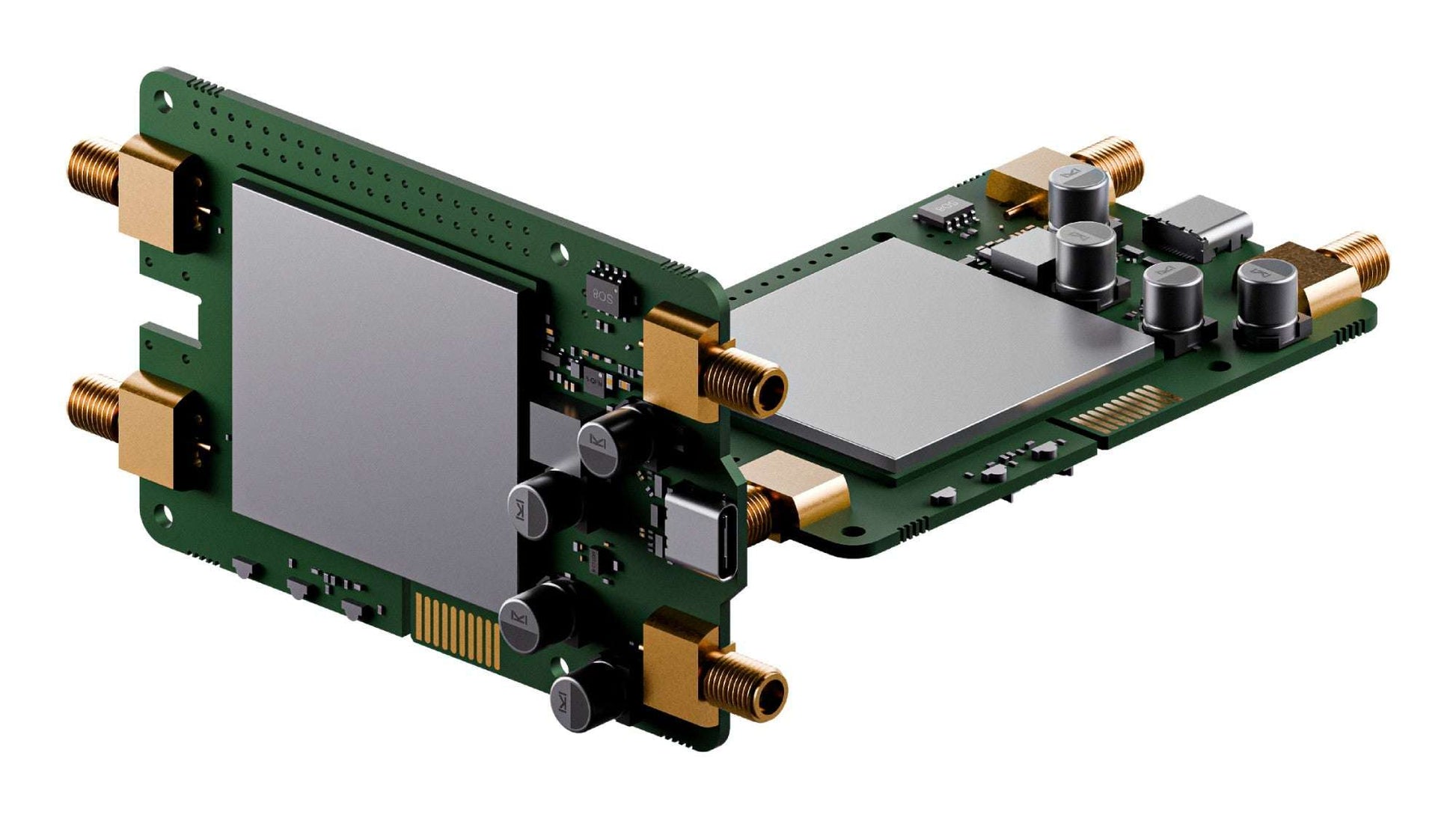 Teltonika EDB021 4G LTE Raspberry Pi HAT with green circuit board, gold connectors, silver components