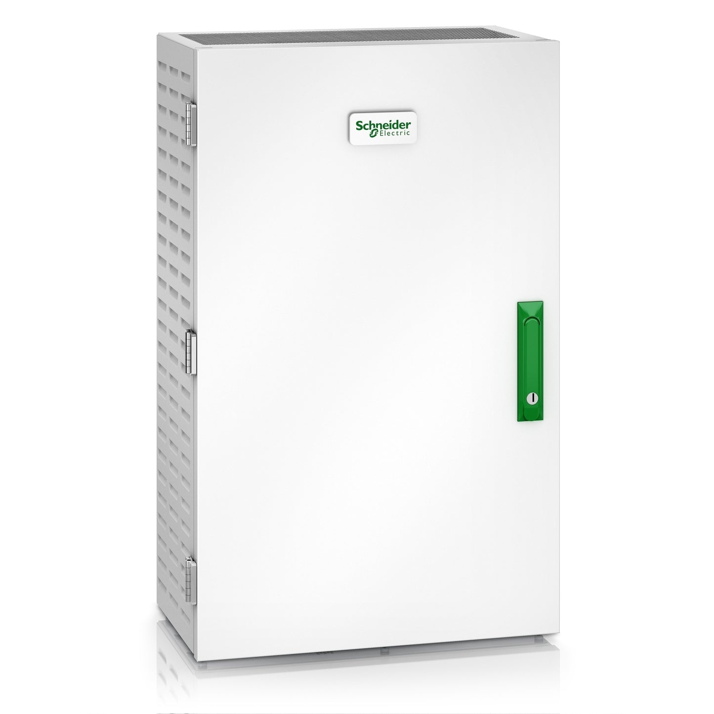 White schneider electric easy ups 3m battery breaker box with green handle and side ventilation slots 630a 100 200 kva