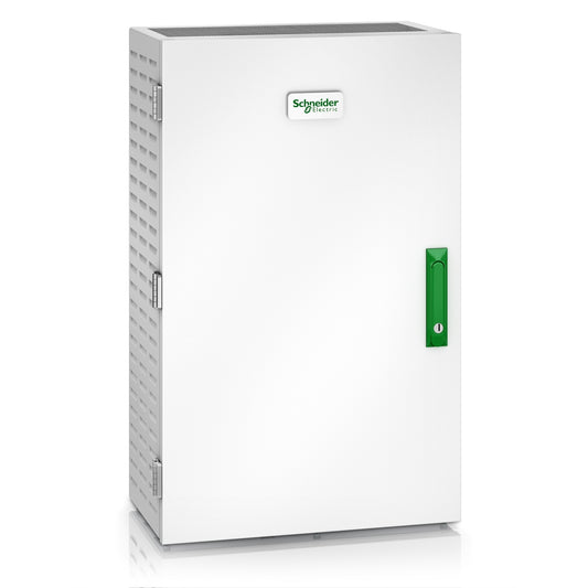 White schneider electric easy ups 3m battery breaker box with green handle and side ventilation slots 630a 100 200 kva