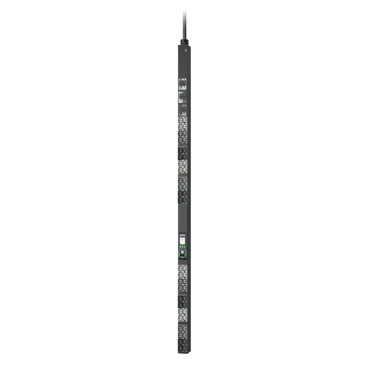 APC APDU10350SW black metal rack PDU with 48 outlets and green display