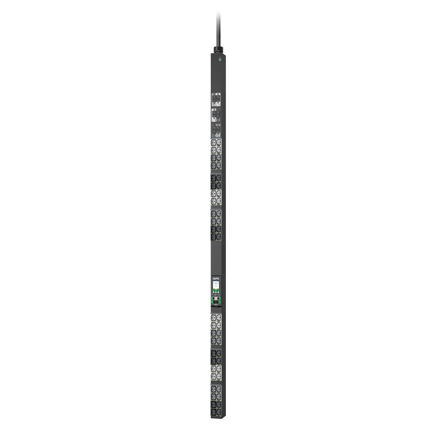 APC APDU10350SW black metal rack PDU with 48 outlets and green display
