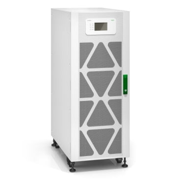 White tower-style apc e3mups120khs ups rack with digital display and green power indicator for online double-conversion