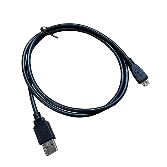 Black usb-a to usb micro-b console cable with molded connectors and coiled design for device connection