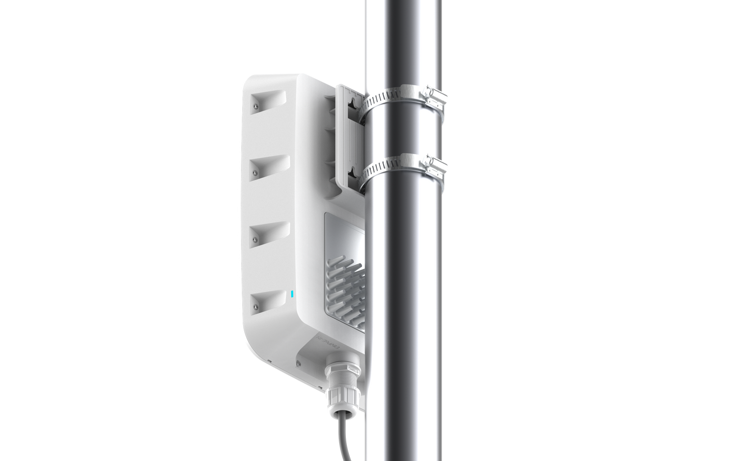 Cambium Networks XV2-23T Outdoor WiFi 6 AP mounted on pole with clamps