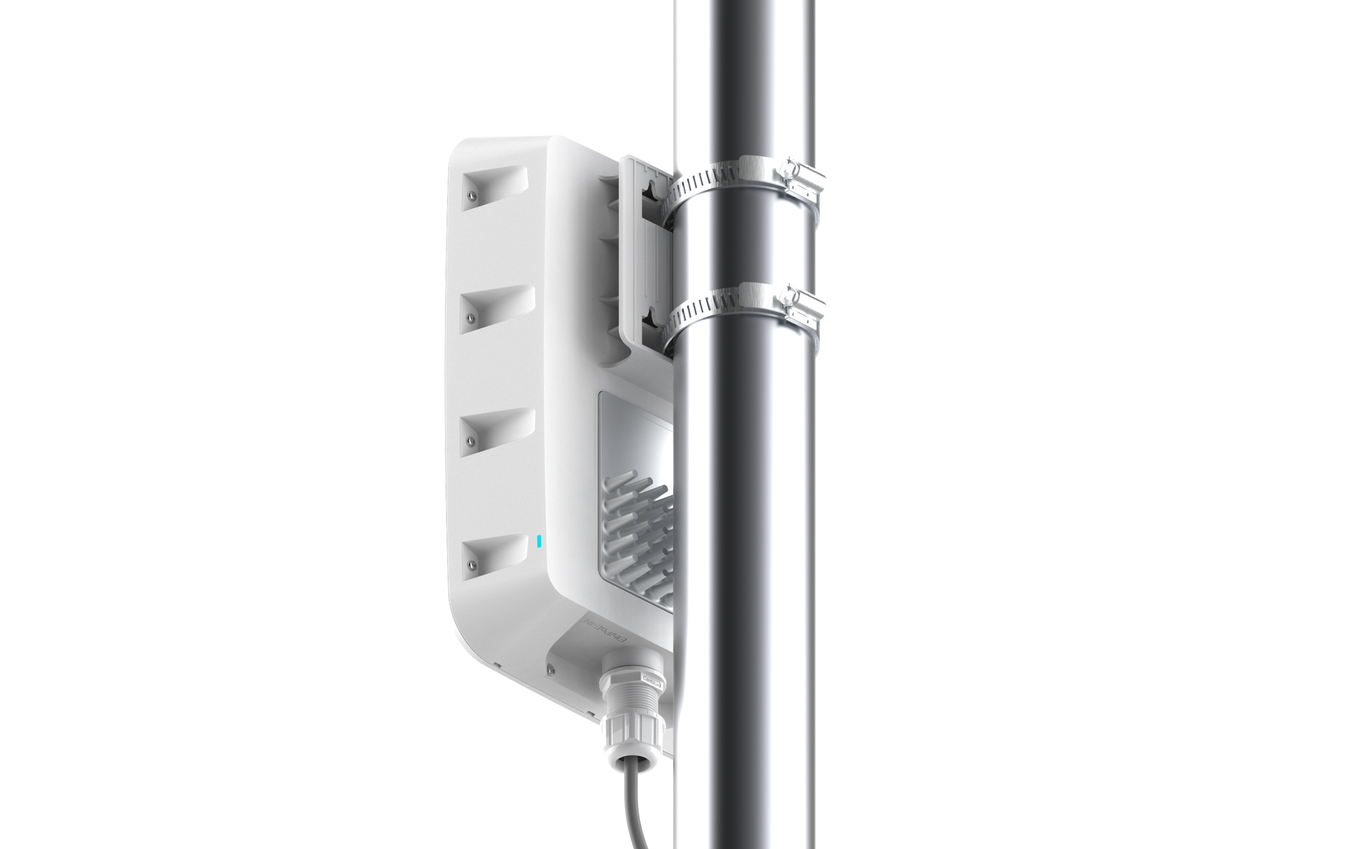 Cambium Networks XV2-23T Outdoor WiFi 6 AP mounted on pole with clamps