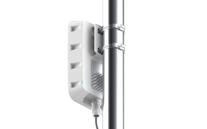 Cambium Networks XV2-23T Outdoor WiFi 6 AP mounted on pole with clamps
