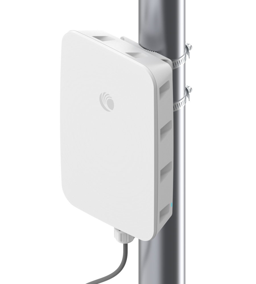 Cambium XV2-23T white outdoor WiFi 6 AP mounted on pole