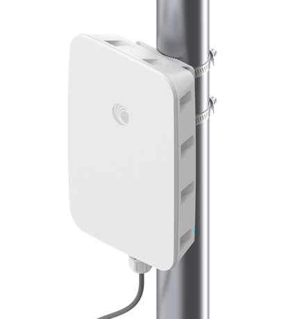 Cambium XV2-23T white outdoor WiFi 6 AP mounted on pole