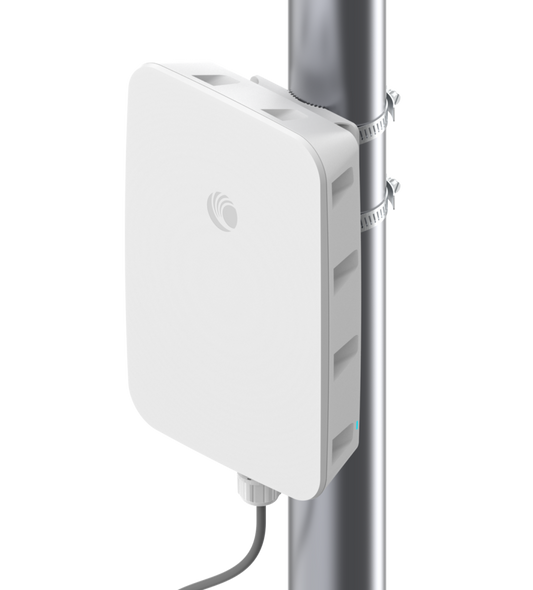 Cambium XV2-23T white outdoor WiFi 6 AP mounted on pole