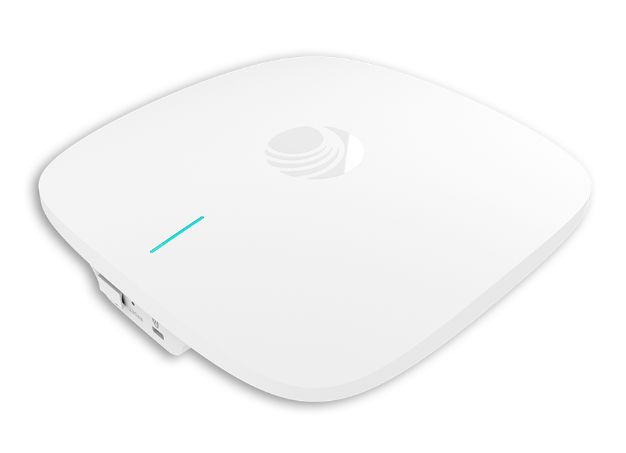 Cambium Networks X7-35X Wi-Fi 7 AP: white square with AT&T logo, teal light