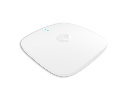Cambium Networks X7-35X white square Wi-Fi 7 router with teal light
