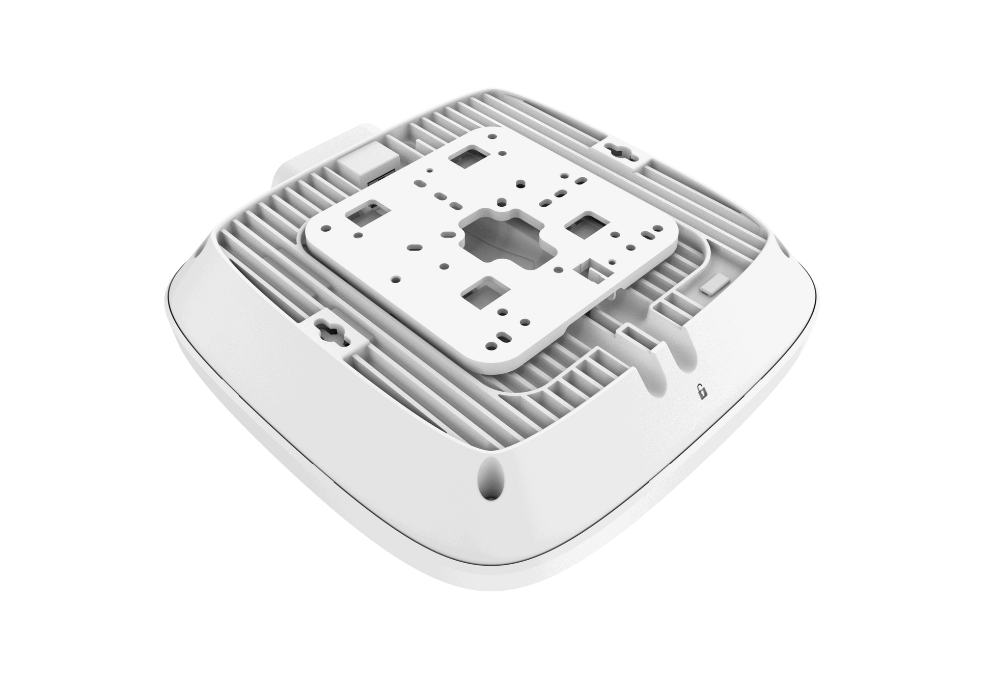Cambium Networks X7-53X rear white plastic mounting bracket with screw holes and vents