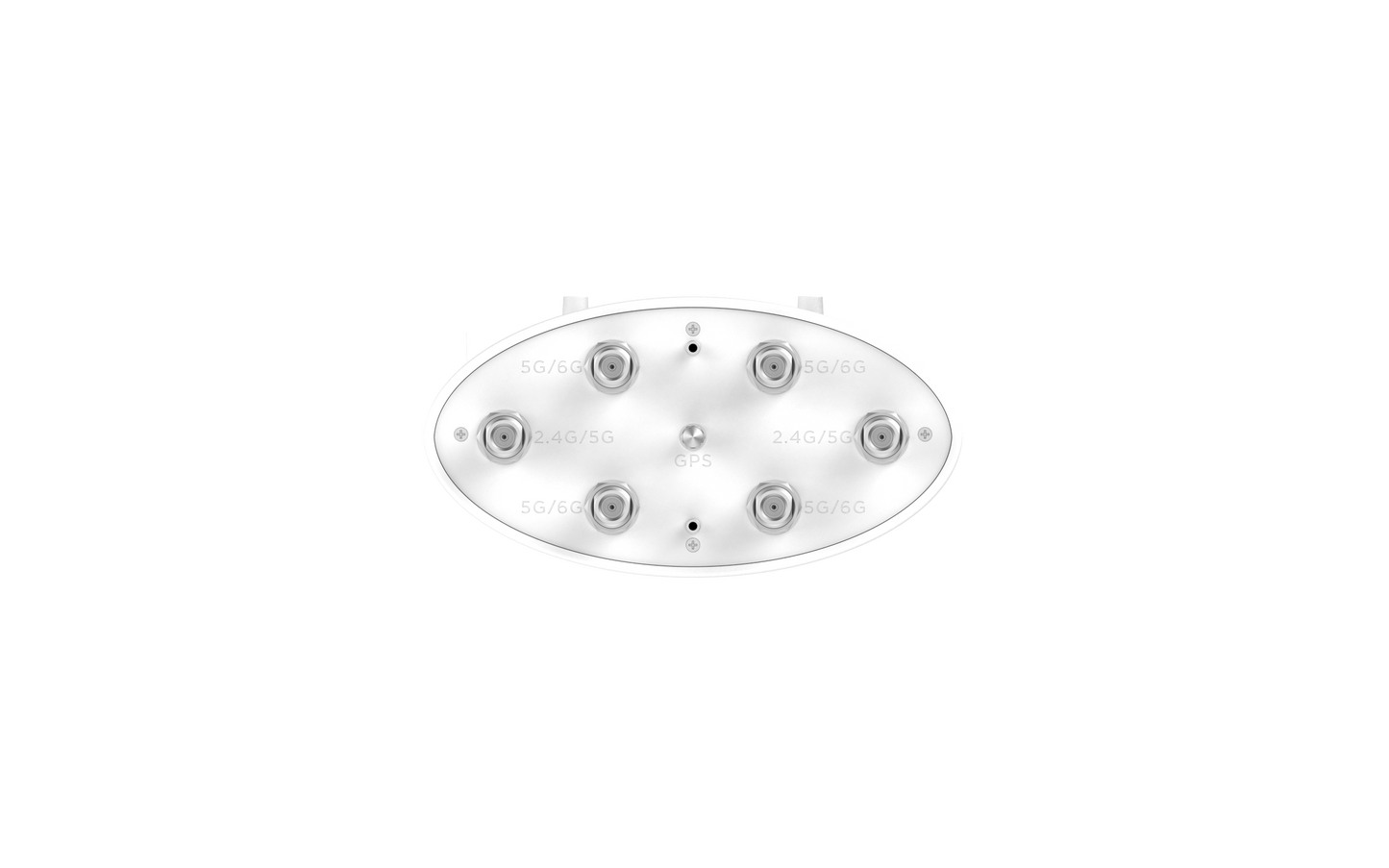 Cambium XE3-4T white oval LED light fixture with 6 symmetric circular bulbs