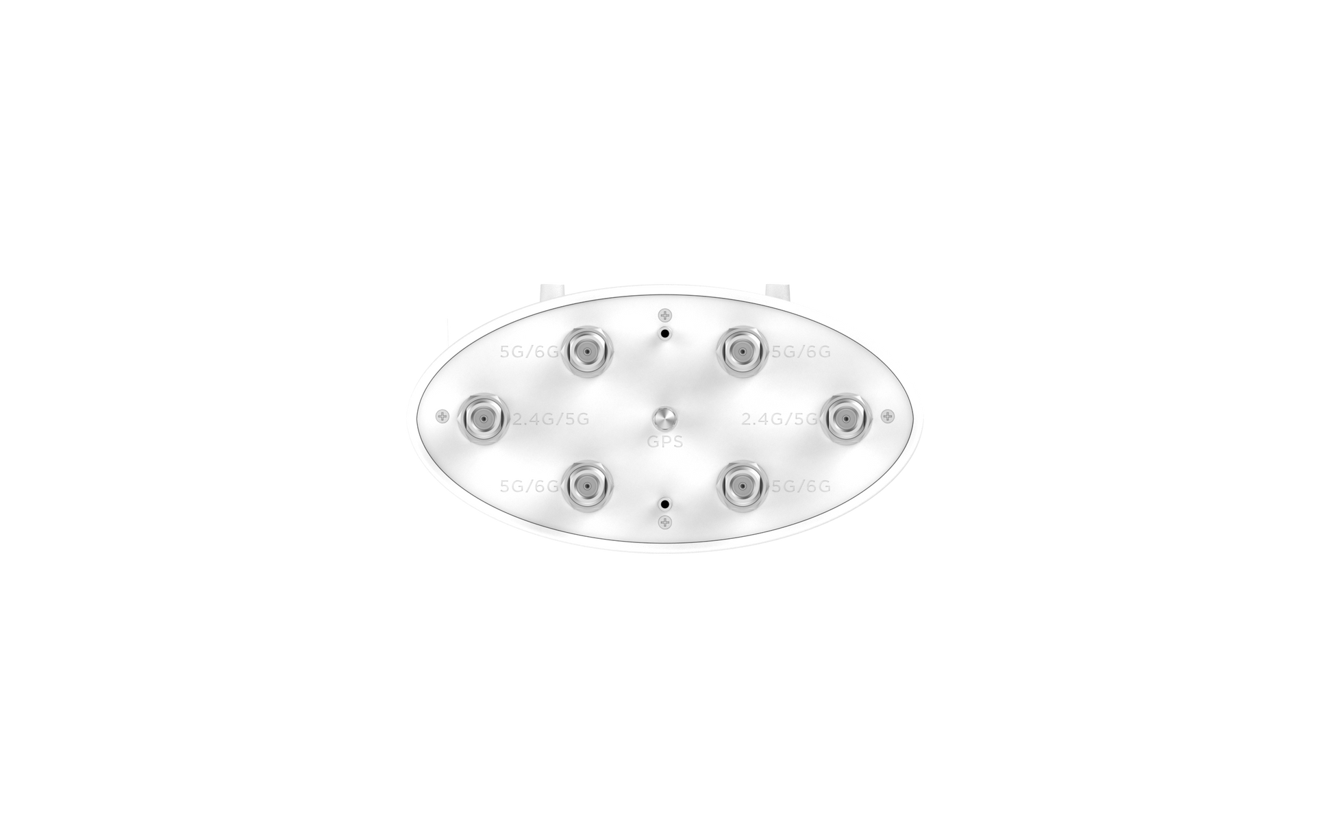 Cambium XE3-4T white oval LED light fixture with 6 symmetric circular bulbs