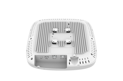 Cambium Networks XE5-8 white plastic square WiFi 6E AP with ridges and Ethernet ports