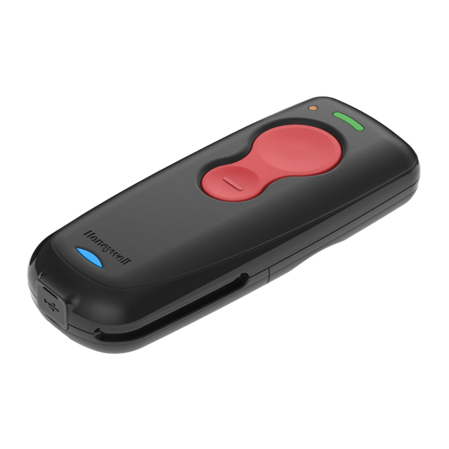 Black honeywell remote control with red circular button and green indicator light for voyager 1602g bluetooth scanner
