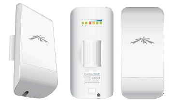 Ubiquiti NanoStation locoM5 white sleek wireless access point front view