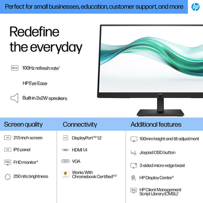 Black HP B0BN7UT Series 3 Pro 21.5-inch IPS FHD monitor with thin bezels
