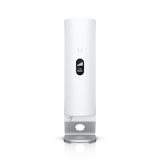 Ubiquiti U-LTE-BACKUP-PRO white cylindrical LTE antenna with silver base