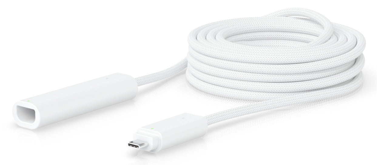 White usb-c to lightning extension cable with braided exterior for ubiquiti ai theta video 5m unifi protect