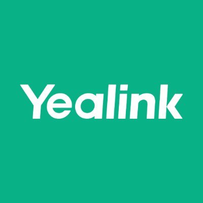 White ’yealink’ logo on a solid green background.