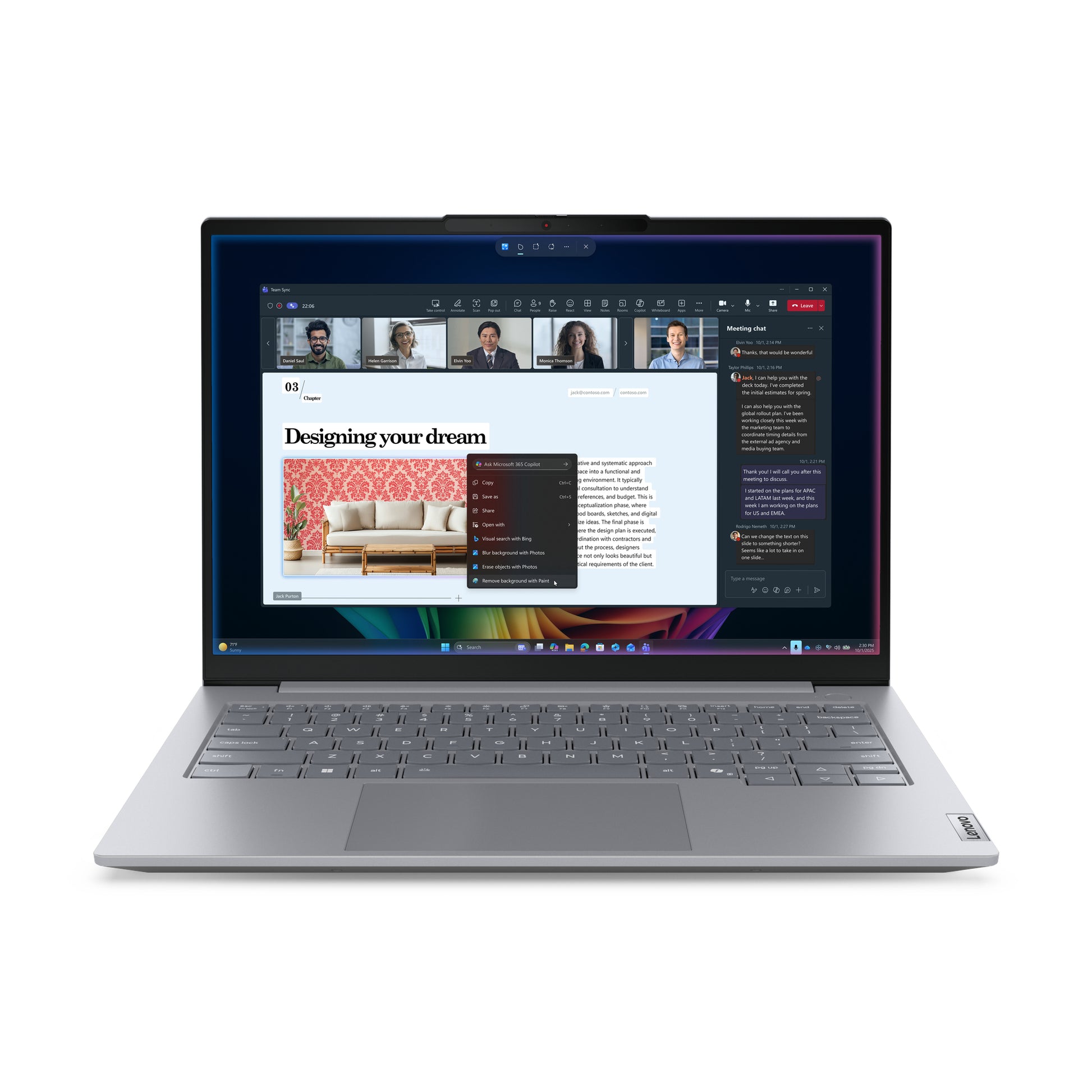 Silver lenovo thinkbook 14 g9 copilot+ laptop with core ultra 5, 32gb ram, 512gb ssd, wi-fi 7, video call display