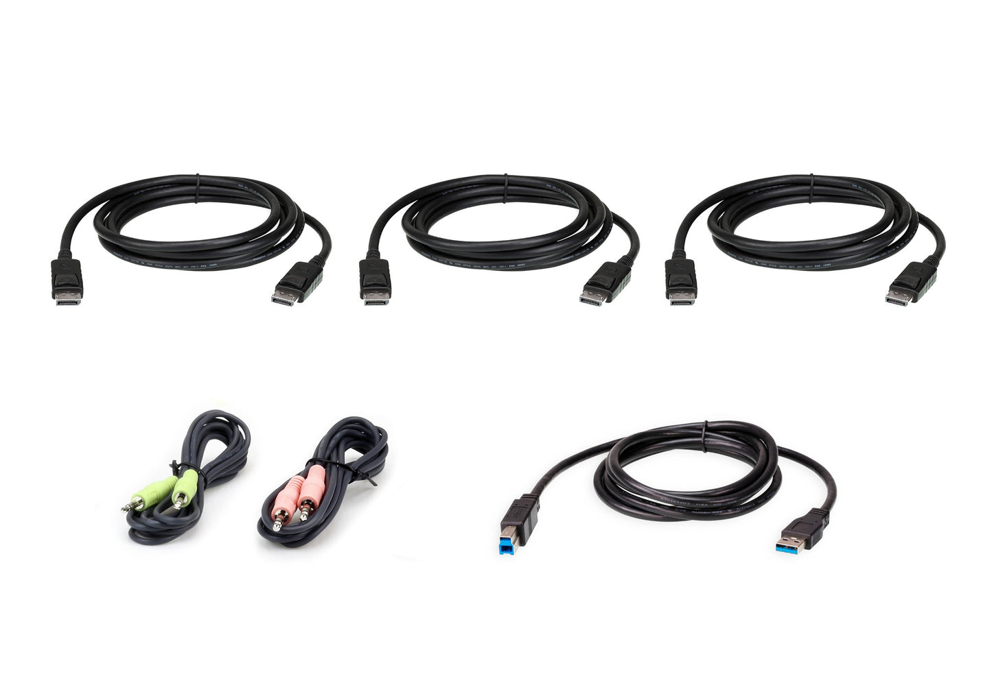 ATEN 2L-7D02UDPX6 | CS1964 Triple-Display KVM Cable Kit, 3 x DP 1.5 m + USB 1.8 m + Audio