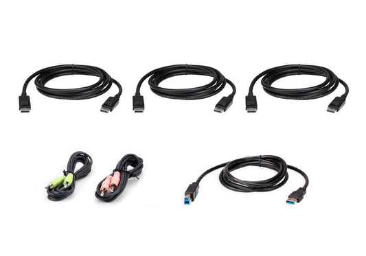ATEN 2L-7D02UDPX6 | CS1964 Triple-Display KVM Cable Kit, 3 x DP 1.5 m + USB 1.8 m + Audio
