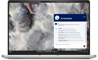 Dell Pro 16 Plus PB16250 laptop with Core Ultra 5, AI interface on silver display