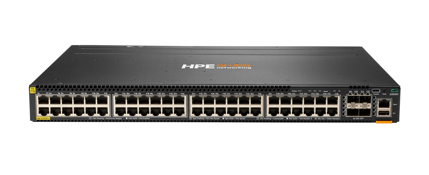 Aruba JL661A | 6300M L3 48-Port 1GbE PoE Switch, 4 SFP56 Uplinks