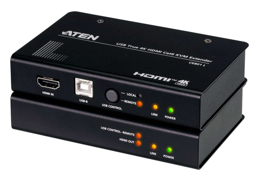 ATEN CE801-AT-U | CE Series USB True 4K HDMI Cat 6 KVM Extender, 4K@70m, 1080p@100m, USB Keyboard/Mouse Control