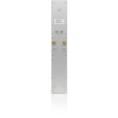 Ubiquiti AM-5G16 silver UWB outdoor antenna with gold connectors, green indicator