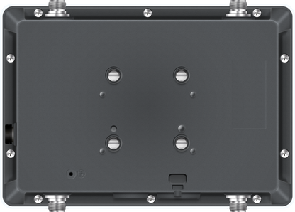 Back of Sophos AP6 420X 2975 Mbit/s PoE Access Point with black rectangular body, silver screws, metallic connectors