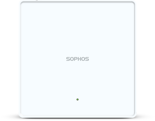 White Sophos AP84EA00ZZPCNP AP6 840E access point with green light