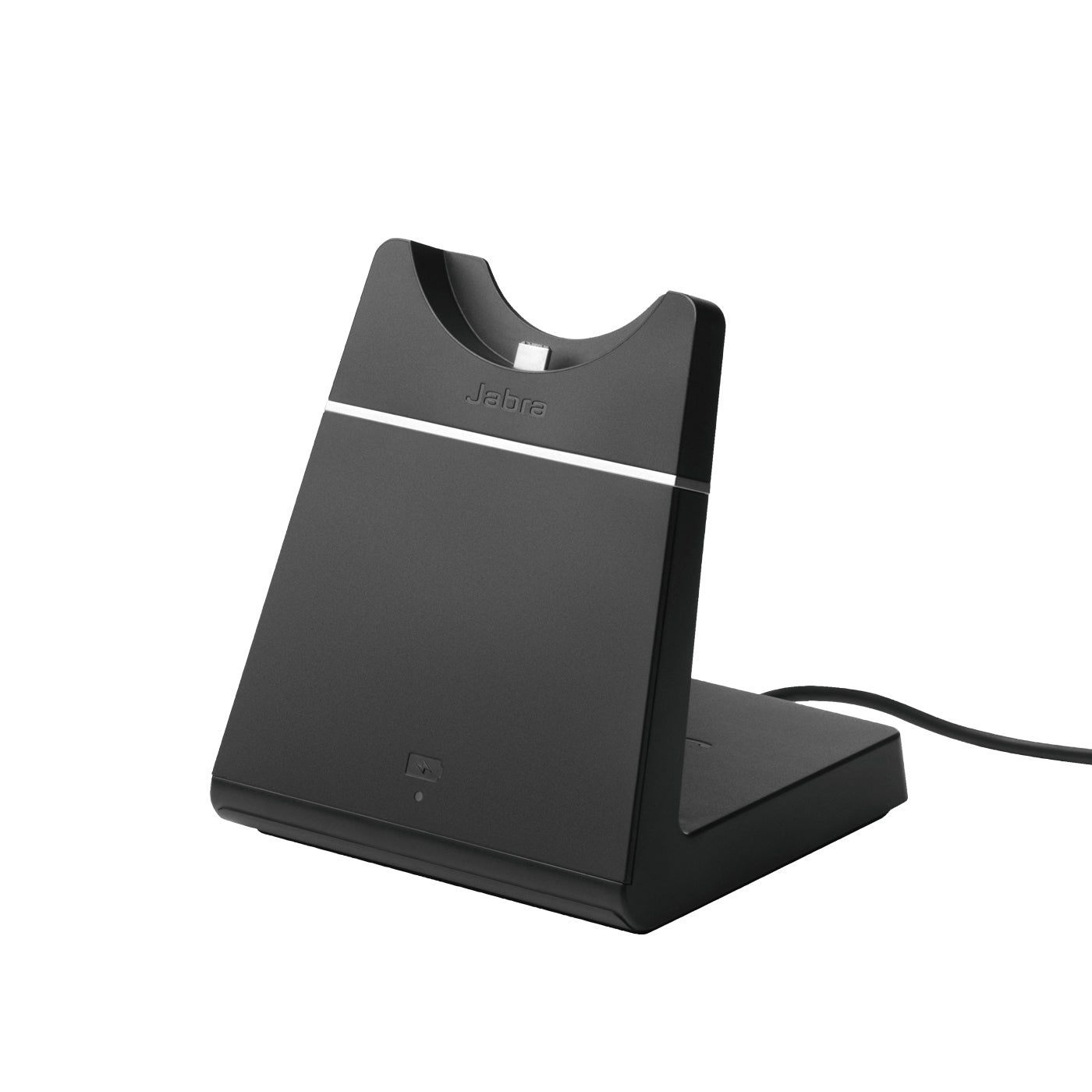 Jabra Evolve 75 USB charging stand in black with sleek silver accent