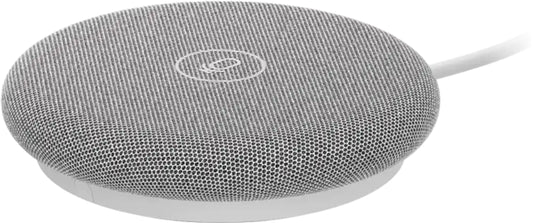 Logitech 989-001215 rally mic pod 2 off white conference microphone with ai beamforming and gray fabric-wrapped wireless charger