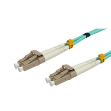 OM4 Multimode Fibre Optic Cable | Duplex LC to LC | LSZH Aqua | 0.5 to 10 Meter