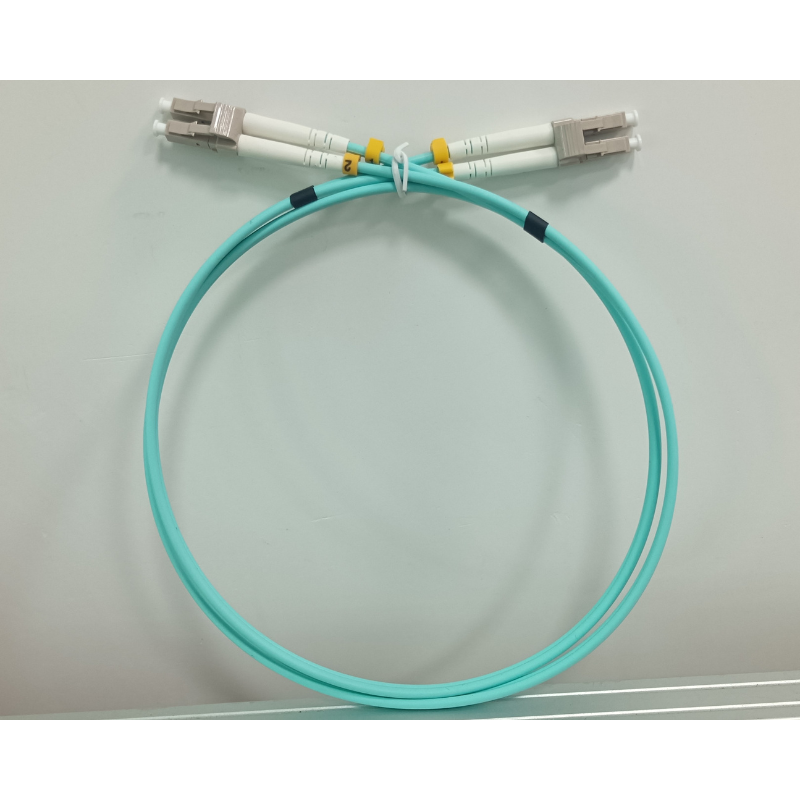OM4 Multimode Fibre Optic Cable | Duplex LC to LC | LSZH Aqua | 0.5 to 10 Meter