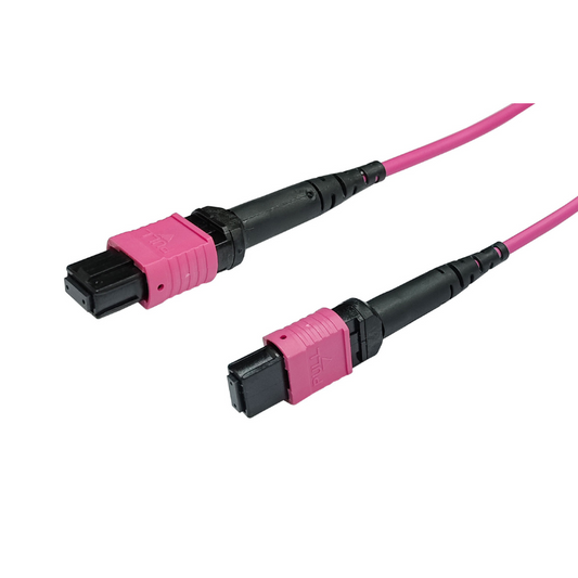 OM4 Multimode Fibre Optic Cable | MPO Female to MPO Female | Polarity B | 12 Core | 0.5 to 10 Meter