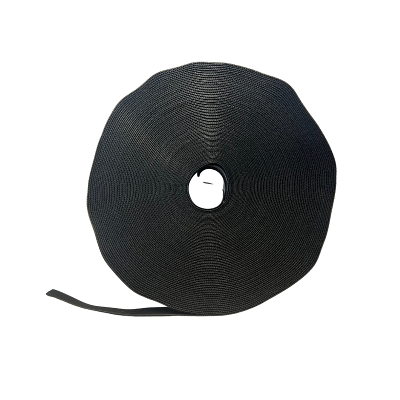 25M Hook and Loop Reusable Cable Tie Roll - Cable Management 12mm Width | Black