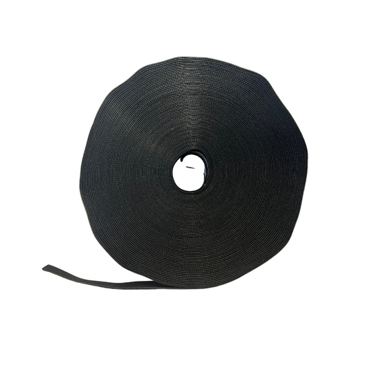 25M Hook and Loop Reusable Cable Tie Roll - Cable Management 12mm Width | Black